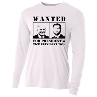 Wanted For President & Vice President 2024 Trump Vance Maga Cooling Performance Long Sleeve Crew