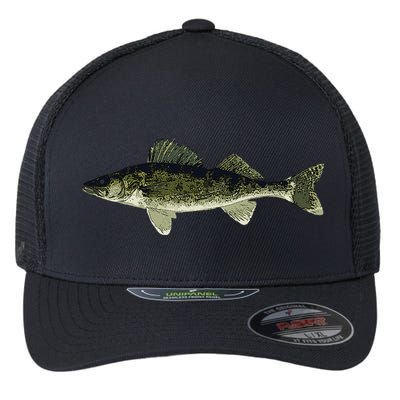Walleye Fish Pickerel Fishing Lover Fisherman Flexfit Unipanel Trucker Cap
