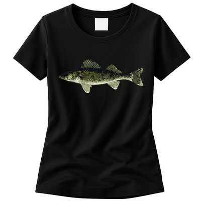 Walleye Fish Pickerel Fishing Lover Fisherman Womens T-Shirt