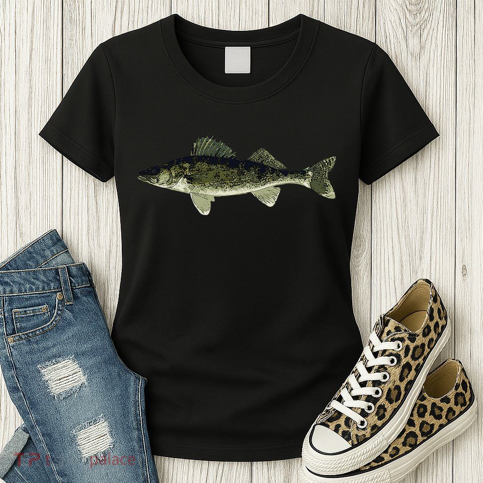 Walleye Fish Pickerel Fishing Lover Fisherman Womens T-Shirt