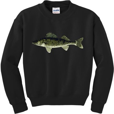 Walleye Fish Pickerel Fishing Lover Fisherman Kids Sweatshirt