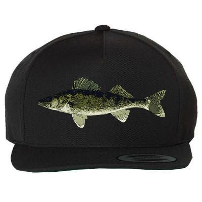 Walleye Fish Pickerel Fishing Lover Fisherman Wool Snapback Cap