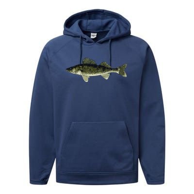 Walleye Fish Pickerel Fishing Lover Fisherman Performance Fleece Hoodie