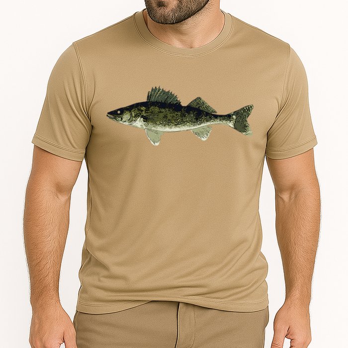 Walleye Fish Pickerel Fishing Lover Fisherman Cooling Performance Crew T-Shirt