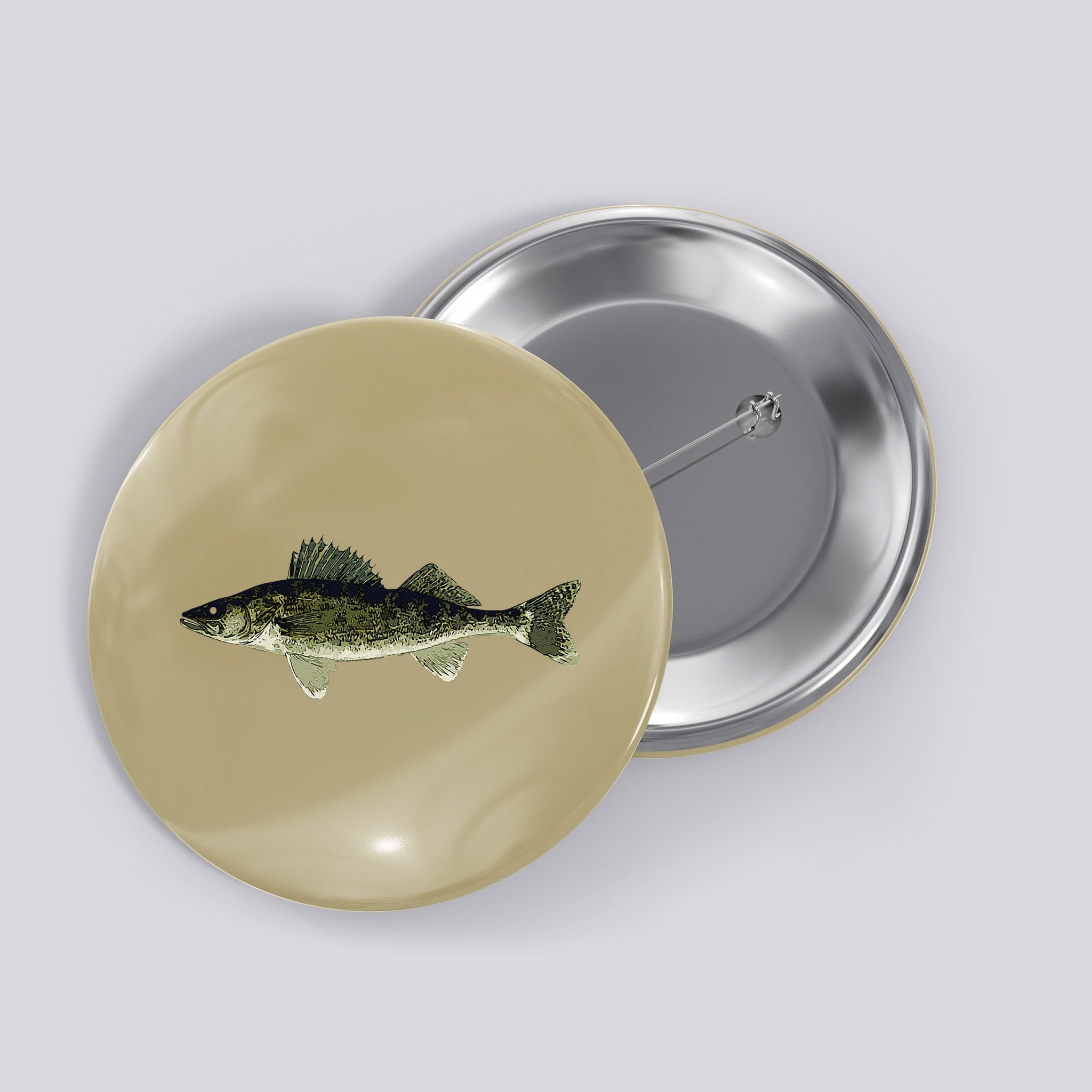 Walleye Fish Pickerel Fishing Lover Fisherman Button