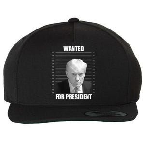 Wanted For President 2024 Trump Mug Shot Never Surrender Wool Snapback Cap