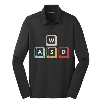 Wasd Funny Pc Video Gamer Wasd Gaming Pc Master Race Great Gift Silk Touch Performance Long Sleeve Polo