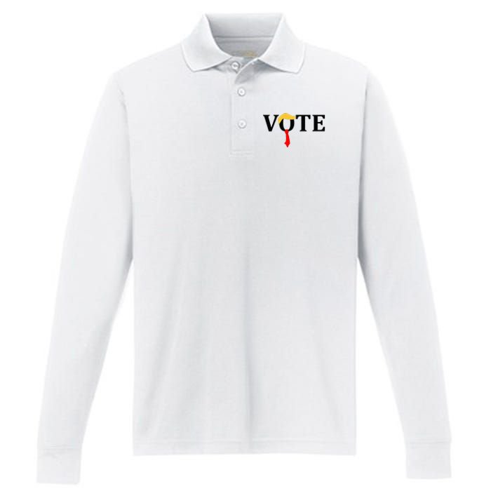 Wanted For President & Vice President 2024 Trump Vance Maga Performance Long Sleeve Polo