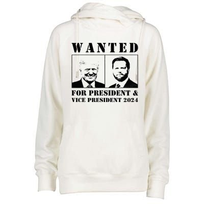 Wanted For President 2024 Trump Mugshot Womens Funnel Neck Pullover Hood