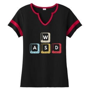 Wasd Funny Pc Video Gamer Wasd Gaming Pc Master Race Gift Ladies Halftime Notch Neck Tee