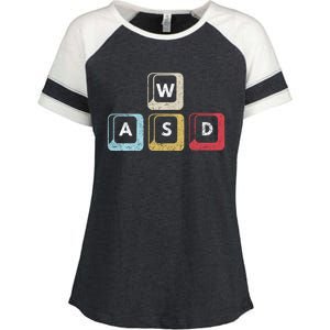 Wasd Funny Pc Video Gamer Wasd Gaming Pc Master Race Gift Enza Ladies Jersey Colorblock Tee