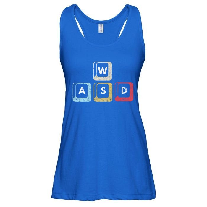 Wasd Funny Pc Video Gamer Wasd Gaming Pc Master Race Gift Ladies Essential Flowy Tank