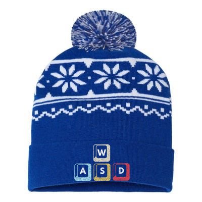 Wasd Funny Pc Video Gamer Wasd Gaming Pc Master Race Gift USA-Made Snowflake Beanie