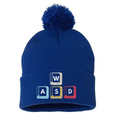 Wasd Funny Pc Video Gamer Wasd Gaming Pc Master Race Gift Pom Pom 12in Knit Beanie