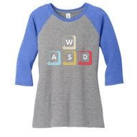 Wasd Funny Pc Video Gamer Wasd Gaming Pc Master Race Gift Women's Tri-Blend 3/4-Sleeve Raglan Shirt