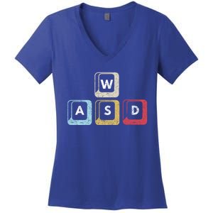 Wasd Funny Pc Video Gamer Wasd Gaming Pc Master Race Gift Women's V-Neck T-Shirt