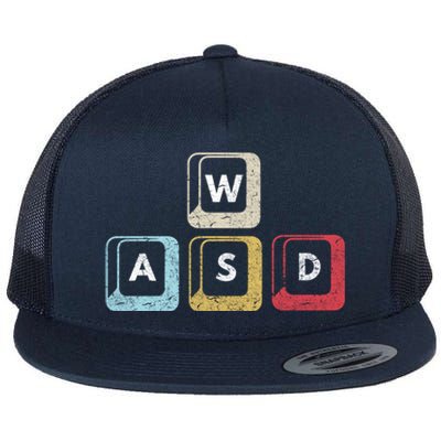 Wasd Funny Pc Video Gamer Wasd Gaming Pc Master Race Gift Flat Bill Trucker Hat