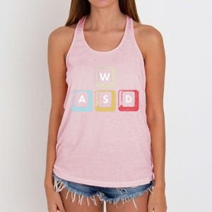 Wasd Funny Pc Video Gamer Wasd Gaming Pc Master Race Gift Women's Knotted Racerback Tank