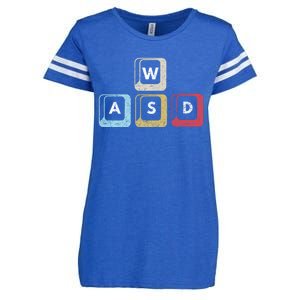 Wasd Funny Pc Video Gamer Wasd Gaming Pc Master Race Gift Enza Ladies Jersey Football T-Shirt