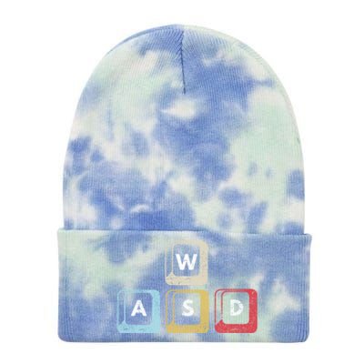 Wasd Funny Pc Video Gamer Wasd Gaming Pc Master Race Gift Tie Dye 12in Knit Beanie