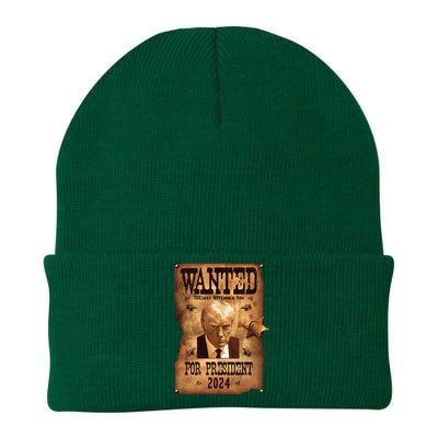 Wanted For President 2024 Trump Mug Shot Never Surrender Knit Cap Winter Beanie