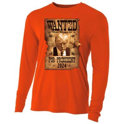 Wanted For President 2024 Trump Mug Shot Never Surrender Cooling Performance Long Sleeve Crew