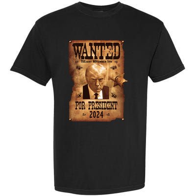 Wanted For President 2024 Trump Mug Shot Never Surrender Garment-Dyed Heavyweight T-Shirt