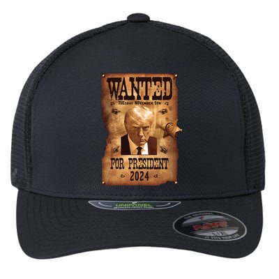 Wanted For President 2024 Trump Mug Shot Never Surrender Flexfit Unipanel Trucker Cap