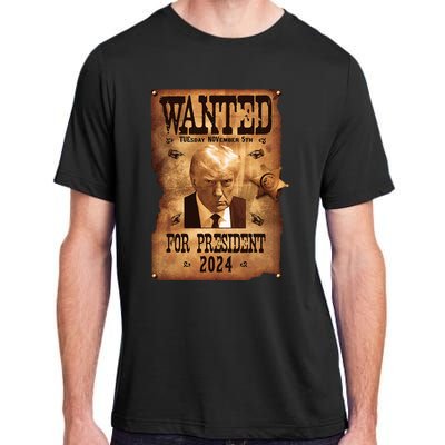 Wanted For President 2024 Trump Mug Shot Never Surrender Adult ChromaSoft Performance T-Shirt