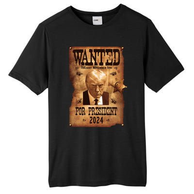 Wanted For President 2024 Trump Mug Shot Never Surrender Tall Fusion ChromaSoft Performance T-Shirt