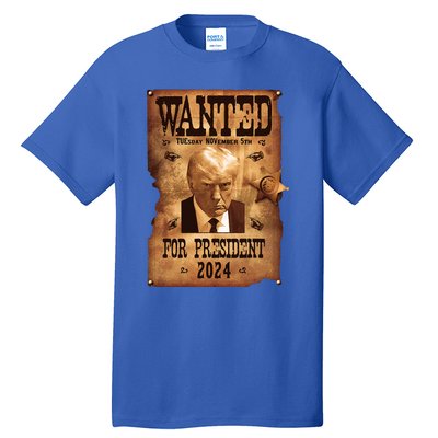 Wanted For President 2024 Trump Mug Shot Never Surrender Tall T-Shirt