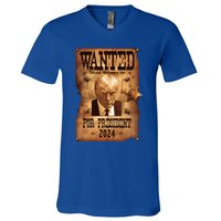 Wanted For President 2024 Trump Mug Shot Never Surrender V-Neck T-Shirt