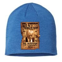 Wanted For President 2024 Trump Mug Shot Never Surrender Sustainable Beanie