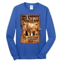 Wanted For President 2024 Trump Mug Shot Never Surrender Tall Long Sleeve T-Shirt