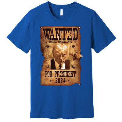 Wanted For President 2024 Trump Mug Shot Never Surrender Premium T-Shirt