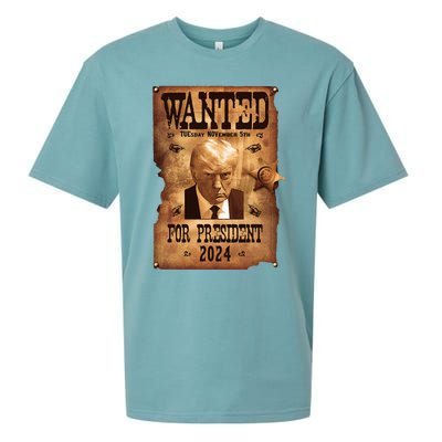 Wanted For President 2024 Trump Mug Shot Never Surrender Sueded Cloud Jersey T-Shirt