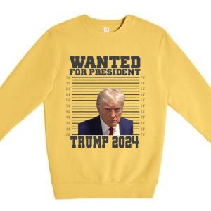 Wanted For President 2024 Trump Mugshot Trump Supporter Premium Crewneck Sweatshirt