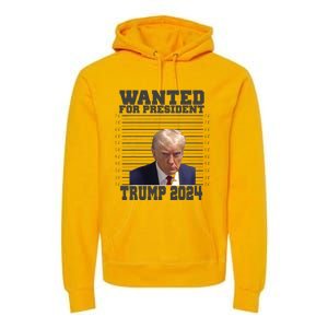 Wanted For President 2024 Trump Mugshot Trump Supporter Premium Hoodie