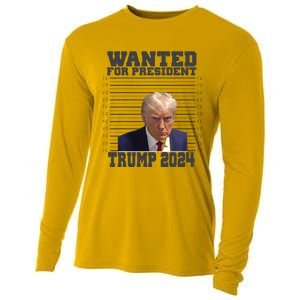 Wanted For President 2024 Trump Mugshot Trump Supporter Cooling Performance Long Sleeve Crew