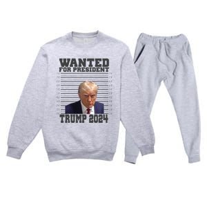 Wanted For President 2024 Trump Mugshot Trump Supporter Premium Crewneck Sweatsuit Set