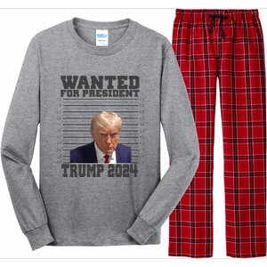 Wanted For President 2024 Trump Mugshot Trump Supporter Long Sleeve Pajama Set