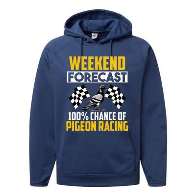 Weekend Forecast Pigeon Racing Animal Bird Pigeons Graphic Performance Fleece Hoodie