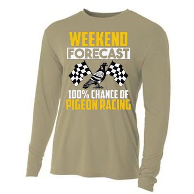 Weekend Forecast Pigeon Racing Animal Bird Pigeons Graphic Cooling Performance Long Sleeve Crew