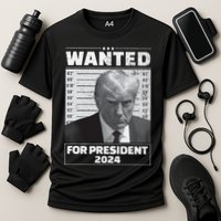 Wanted For President 2024 Trump Mugshot Cooling Performance Crew T-Shirt