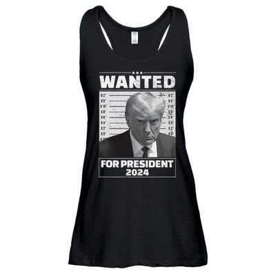 Wanted For President 2024 Trump Mugshot Ladies Essential Flowy Tank