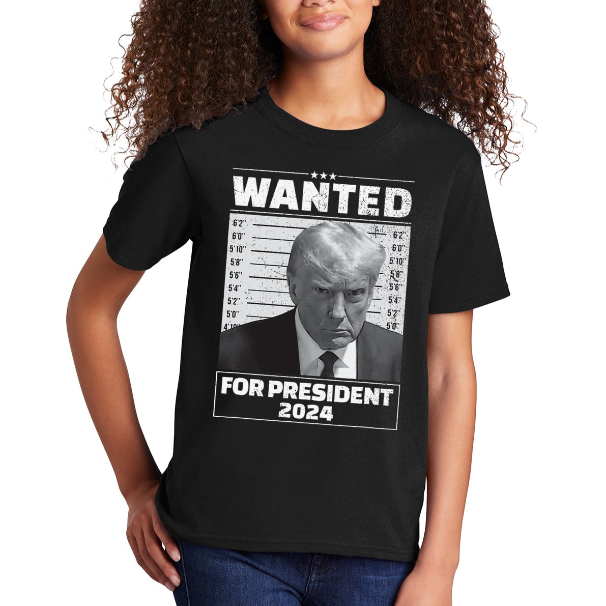 Wanted For President 2024 Trump Mugshot Kids T-Shirt