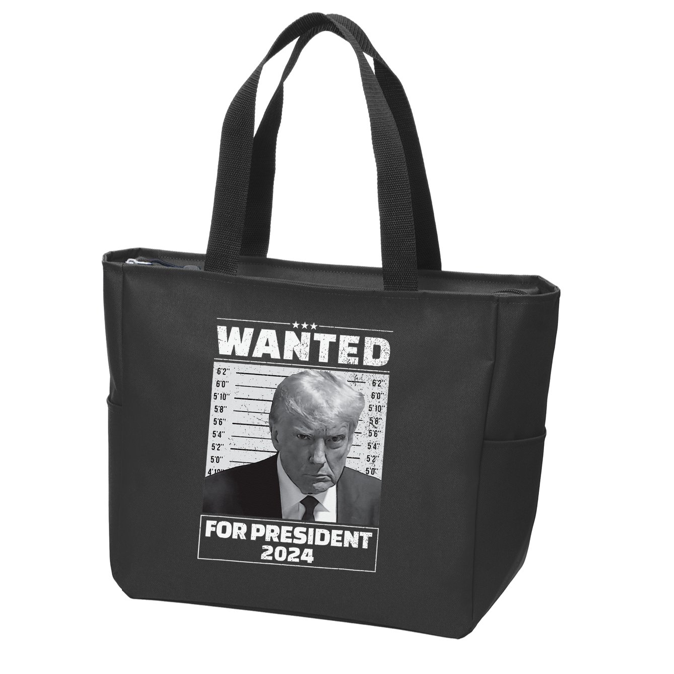 Wanted For President 2024 Trump Mugshot Zip Tote Bag