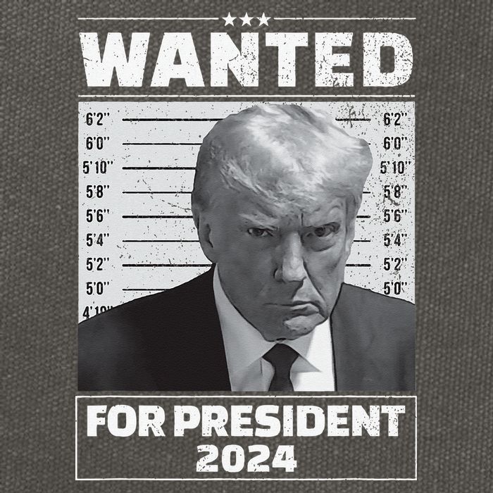 Wanted For President 2024 Trump Mugshot Cotton Canvas Backpack
