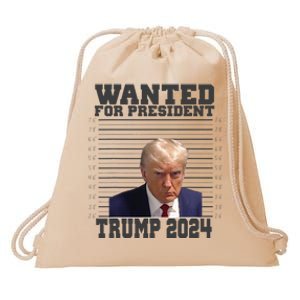 Wanted For President 2024 Trump Mugshot Trump Supporter Drawstring Bag