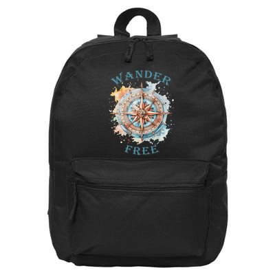 Wander Free Pastel Watercolor Steampunk Style Compass 16 in Basic Backpack